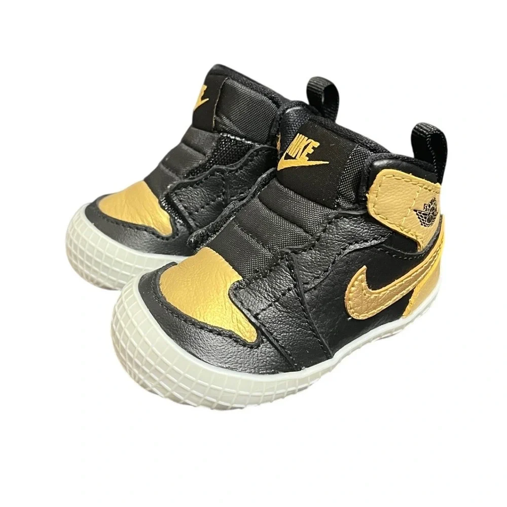 Nike Air Jordan 1 Crib Bootie Unisex 1C Black Gold AT3745-071 Baby